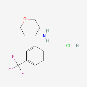 molecular formula C12H15ClF3NO B1428454 4-[3-(Trifluoromethyl)phenyl]oxan-4-amine hydrochloride CAS No. 1380300-52-6