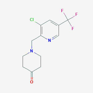 molecular formula C12H12ClF3N2O B1428460 1-{[3-Chloro-5-(trifluoromethyl)pyridin-2-yl]methyl}piperidin-4-one CAS No. 1057282-45-7