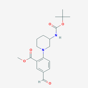 molecular formula C19H26N2O5 B1428461 Methyl 2-(3-{[(tert-butoxy)carbonyl]amino}piperidin-1-yl)-5-formylbenzoate CAS No. 1312118-12-9