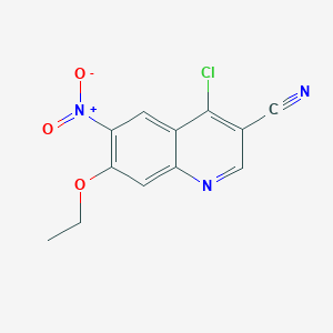 molecular formula C12H8ClN3O3 B142848 4-Chloro-3-cyano-7-ethoxy-6-nitroquinoline CAS No. 214476-09-2