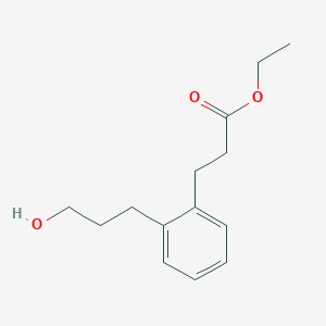molecular formula C14H20O3 B14284912 Ethyl 3-[2-(3-hydroxypropyl)phenyl]propanoate CAS No. 136416-11-0