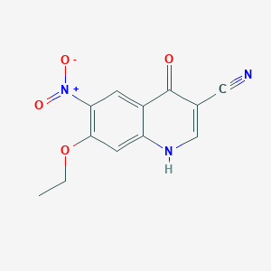 molecular formula C12H9N3O4 B142852 3-Cyano-7-ethoxy-4-hydroxy-6-nitroquinoline CAS No. 214476-08-1
