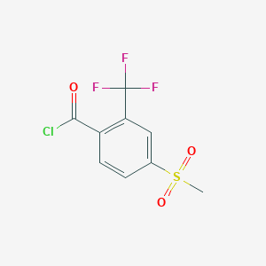 molecular formula C9H6ClF3O3S B14285370 Benzoyl chloride, 4-(methylsulfonyl)-2-(trifluoromethyl)- CAS No. 134302-39-9