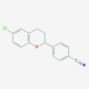 molecular formula C16H12ClNO B14285454 Benzonitrile, 4-(6-chloro-3,4-dihydro-2H-1-benzopyran-2-yl)- CAS No. 135014-51-6