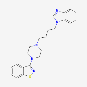 molecular formula C22H25N5S B14285501 3-{4-[4-(1H-Benzimidazol-1-yl)butyl]piperazin-1-yl}-1,2-benzothiazole CAS No. 164523-35-7