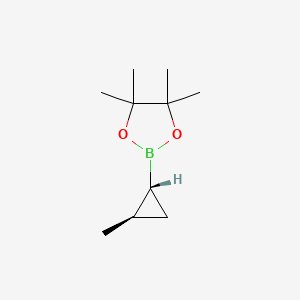molecular formula C10H19BO2 B1428572 4,4,5,5-Tetramethyl-2-((trans)-2-methyl-cyclopropyl)-[1,3,2]dioxaborolane CAS No. 1350713-20-0