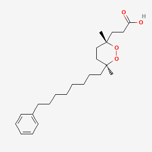 molecular formula C23H36O4 B14285735 3-[(3R,6S)-3,6-dimethyl-6-(8-phenyloctyl)dioxan-3-yl]propanoic Acid CAS No. 162559-03-7