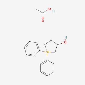 molecular formula C18H22O3Si B14285754 Acetic acid;1,1-diphenylsilolan-3-ol CAS No. 137813-02-6