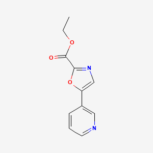 molecular formula C11H10N2O3 B1428611 5-Pyridin-3-yl-oxazole-2-carboxylic acid ethyl ester CAS No. 857334-87-3