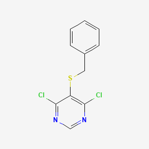 molecular formula C11H8Cl2N2S B14286570 Pyrimidine, 4,6-dichloro-5-[(phenylmethyl)thio]- CAS No. 138918-24-8