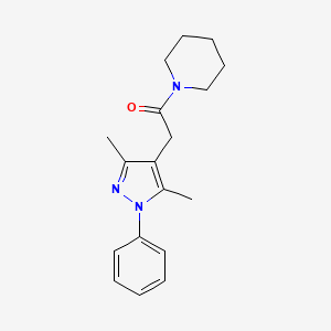 molecular formula C18H23N3O B14286600 Piperidine, 1-((3,5-dimethyl-1-phenyl-1H-pyrazol-4-yl)acetyl)- CAS No. 125103-55-1