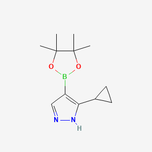 molecular formula C12H19BN2O2 B1428666 3-cyclopropyl-4-(tetramethyl-1,3,2-dioxaborolan-2-yl)-1H-pyrazole CAS No. 957345-32-3