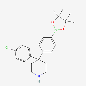 molecular formula C23H29BClNO2 B1428685 4-(4-Chlorophenyl)-4-(4-(4,4,5,5-tetramethyl-1,3,2-dioxaborolan-2-yl)phenyl)piperidine CAS No. 857531-60-3