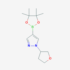 molecular formula C13H21BN2O3 B1428703 1-(Tetrahydrofuran-3-YL)-4-(4,4,5,5-tetramethyl-1,3,2-dioxaborolan-2-YL)-1H-pyrazole CAS No. 1029715-63-6