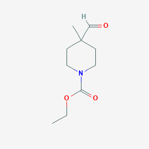 molecular formula C10H17NO3 B1428738 4-甲酰基-4-甲基哌啶-1-甲酸乙酯 CAS No. 878167-05-6