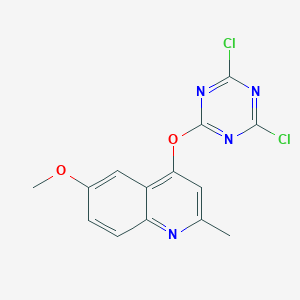 molecular formula C14H10Cl2N4O2 B14287813 4-[(4,6-Dichloro-1,3,5-triazin-2-yl)oxy]-6-methoxy-2-methylquinoline CAS No. 121104-02-7