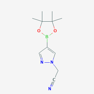 molecular formula C11H16BN3O2 B1428791 2-(4-(4,4,5,5-Tetramethyl-1,3,2-dioxaborolan-2-yl)-1H-pyrazol-1-yl)acetonitrile CAS No. 1093307-35-7