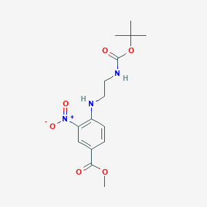 molecular formula C15H21N3O6 B1428799 Methyl 4-({2-[(tert-butoxycarbonyl)amino]ethyl}amino)-3-nitrobenzoate CAS No. 1198093-70-7
