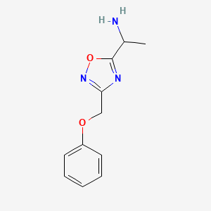 molecular formula C11H13N3O2 B1428810 1-[3-(Phenoxymethyl)-1,2,4-oxadiazol-5-yl]ethan-1-amine CAS No. 1082925-46-9