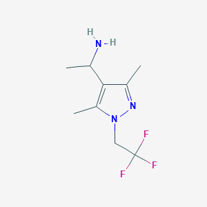 molecular formula C9H14F3N3 B1428812 1-[3,5-dimethyl-1-(2,2,2-trifluoroethyl)-1H-pyrazol-4-yl]ethan-1-amine CAS No. 1343793-69-0