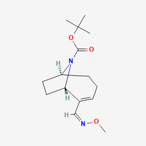 molecular formula C15H24N2O3 B14288524 tert-Butyl (1S,6S)-5-((Z)-methoxyiminomethyl)-9-azabicyclo(4.2.1)non-4-ene-9-carboxylate CAS No. 125826-60-0