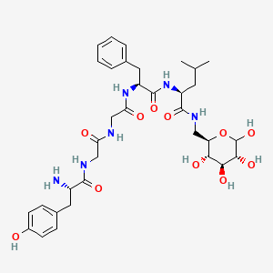 molecular formula C34H48N6O11 B14288615 6-Deoxy-6-(tyrosylglycylglycylphenylalanylleucylamino)-D-glucopyranose 