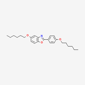 molecular formula C25H33NO3 B14288671 5-(Hexyloxy)-2-[4-(hexyloxy)phenyl]-1,3-benzoxazole CAS No. 140234-57-7