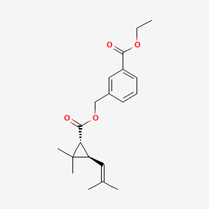 molecular formula C20H26O4 B14288758 Benzoic acid, 3-((((2,2-dimethyl-3-(2-methyl-1-propenyl)cyclopropyl)carbonyl)oxy)methyl)-, ethyl ester, (1R-trans)- CAS No. 115809-84-2