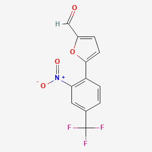 molecular formula C12H6F3NO4 B14288850 2-Furancarboxaldehyde, 5-[2-nitro-4-(trifluoromethyl)phenyl]- CAS No. 119969-36-7