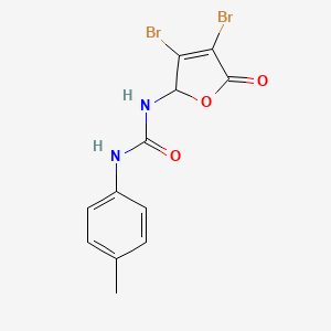 molecular formula C12H10Br2N2O3 B14288989 N-(3,4-Dibromo-5-oxo-2,5-dihydrofuran-2-yl)-N'-(4-methylphenyl)urea CAS No. 126801-24-9