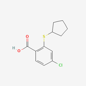 molecular formula C12H13ClO2S B1428913 4-Chloro-2-(cyclopentylsulfanyl)benzoic acid CAS No. 1343726-37-3