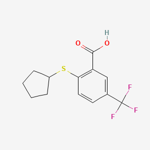 molecular formula C13H13F3O2S B1428914 2-(环戊基硫烷基)-5-(三氟甲基)苯甲酸 CAS No. 1461715-37-6