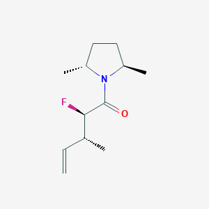 molecular formula C12H20FNO B142892 Pyrrolidine, 1-(2-fluoro-3-methyl-1-oxo-4-pentenyl)-2,5-dimethyl-, [2R-[1(2R*,3R*),2alpha,5beta]]- ( CAS No. 136634-12-3