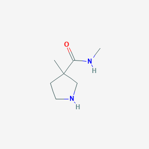 molecular formula C7H14N2O B1428930 N,3-dimethylpyrrolidine-3-carboxamide CAS No. 1342746-44-4