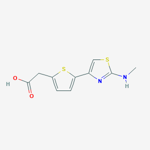 B1428980 2-{5-[2-(Methylamino)-1,3-thiazol-4-yl]thiophen-2-yl}acetic acid CAS No. 1339074-00-8