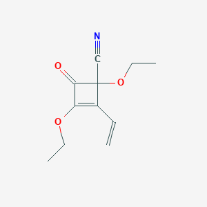molecular formula C11H13NO3 B142900 2-Ethenyl-1,3-diethoxy-4-oxocyclobut-2-ene-1-carbonitrile CAS No. 154365-61-4
