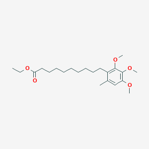 molecular formula C22H36O5 B14290005 Benzenedecanoic acid, 2,3,4-trimethoxy-6-methyl-, ethyl ester CAS No. 138729-63-2