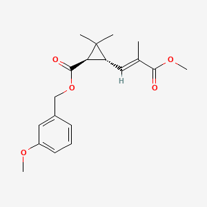 molecular formula C19H24O5 B14290006 Cyclopropanecarboxylic acid, 3-(3-methoxy-2-methyl-3-oxo-1-propenyl)-2,2-dimethyl-,(3-methoxyphenyl)methyl ester, (1R-(1a,3b(E)))- CAS No. 125587-36-2