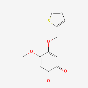 molecular formula C12H10O4S B14290115 4-Methoxy-5-[(thiophen-2-yl)methoxy]cyclohexa-3,5-diene-1,2-dione CAS No. 115685-95-5