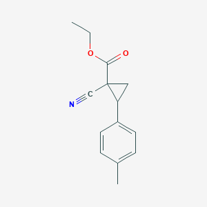 molecular formula C14H15NO2 B14290197 Ethyl 1-cyano-2-(4-methylphenyl)cyclopropane-1-carboxylate CAS No. 138489-86-8