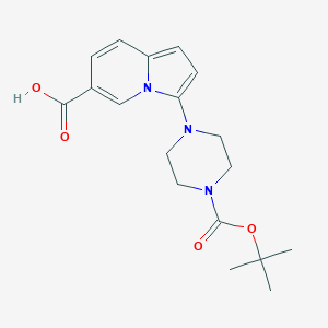 molecular formula C18H23N3O4 B1429038 3-(4-(tert-Butoxycarbonyl)piperazin-1-yl)indolizine-6-carboxylic acid CAS No. 1251009-25-2