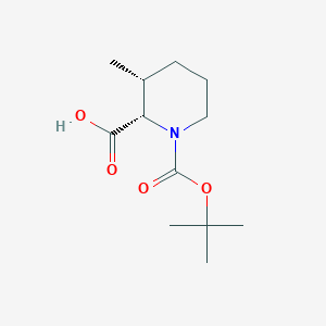 molecular formula C12H21NO4 B1429041 cis-1-(tert-Butoxycarbonyl)-3-methylpiperidine-2-carboxylic acid CAS No. 123834-09-3