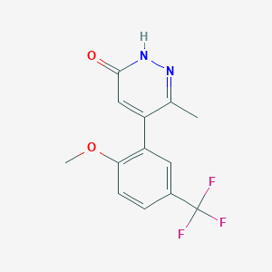 molecular formula C13H11F3N2O2 B1429072 5-(2-methoxy-5-(trifluoromethyl)phenyl)-6-methylpyridazin-3(2H)-one CAS No. 1354819-35-4