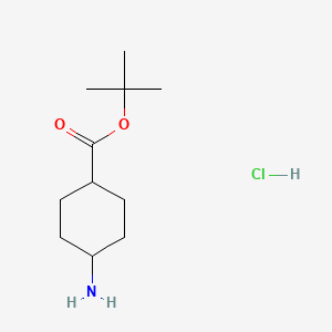 molecular formula C11H22ClNO2 B1429087 Tert-butyl trans-4-aminocyclohexane-1-carboxylate hydrochloride CAS No. 1956389-81-3