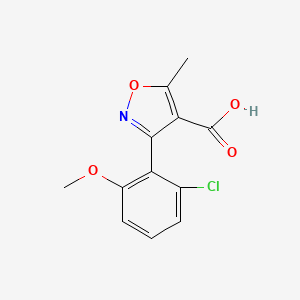 molecular formula C12H10ClNO4 B1429115 3-(2-Chloro-6-methoxyphenyl)-5-methyl-1,2-oxazole-4-carboxylic acid CAS No. 1364523-60-3