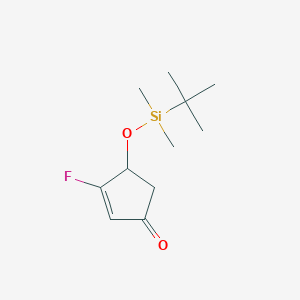 molecular formula C11H19FO2Si B14291459 4-{[tert-Butyl(dimethyl)silyl]oxy}-3-fluorocyclopent-2-en-1-one CAS No. 113962-13-3
