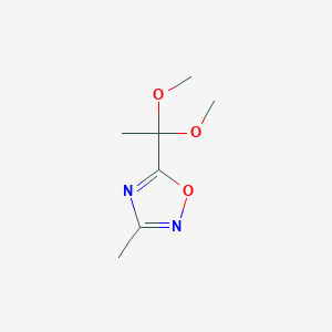molecular formula C7H12N2O3 B1429160 5-(1,1-Dimethoxyethyl)-3-methyl-1,2,4-oxadiazole CAS No. 1202769-26-3