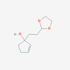 molecular formula C10H16O3 B14291677 1-[2-(1,3-Dioxolan-2-yl)ethyl]cyclopent-2-en-1-ol CAS No. 113304-47-5