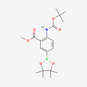 molecular formula C19H28BNO6 B1429181 Methyl 2-{[(tert-butoxy)carbonyl]amino}-5-(tetramethyl-1,3,2-dioxaborolan-2-yl)benzoate CAS No. 1070979-39-3