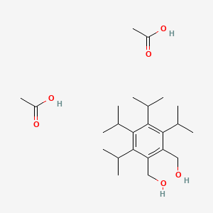 molecular formula C24H42O6 B14291851 Acetic acid;[2-(hydroxymethyl)-3,4,5,6-tetra(propan-2-yl)phenyl]methanol CAS No. 112506-31-7